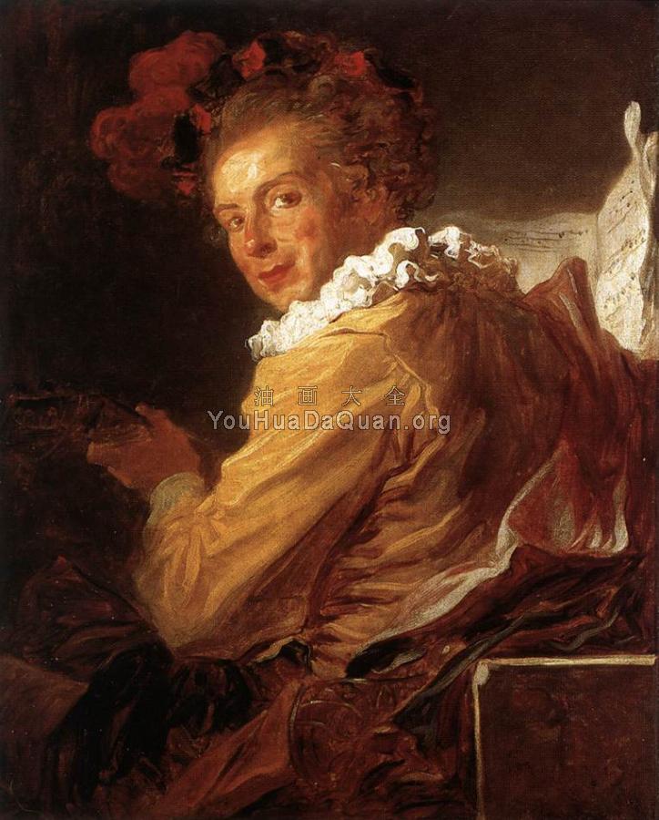 Man Playing an Instrument - 让·奥诺雷·弗拉戈纳尔